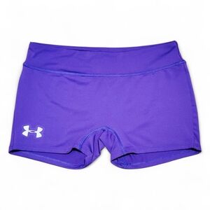 Under Armour UA Girls Fitted Heat Gear Purple Running Shorts, Youth XL Shorty